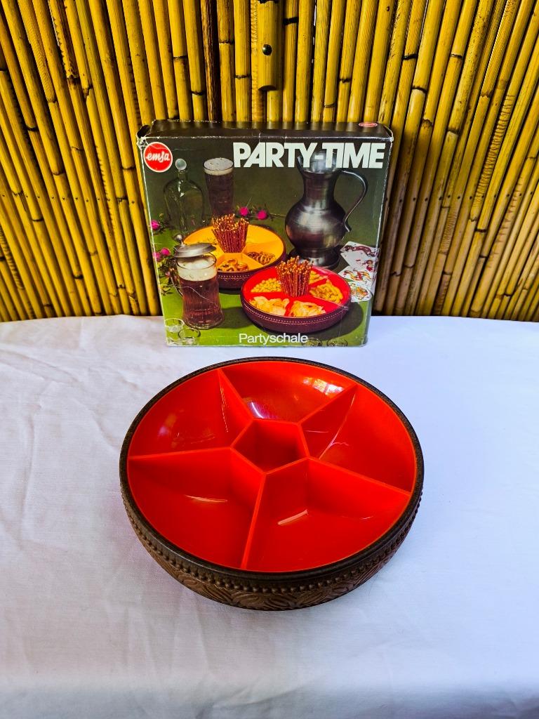 Plat à apéro vintage 1970 Emsa partyschale 1154 orange brun, Collections, Rétro, Enlèvement ou Envoi, Maison et Meubles
