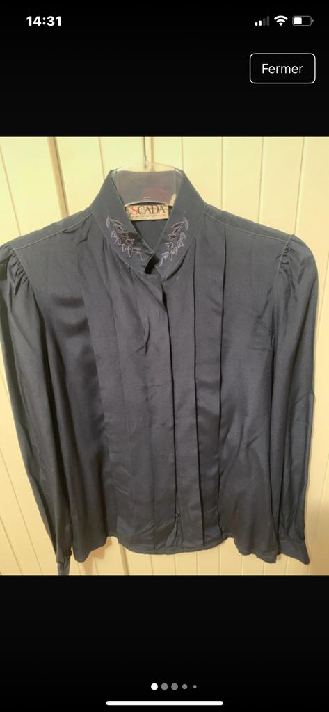 Chemisier soie escada, Enlèvement ou Envoi, Comme neuf, Bleu