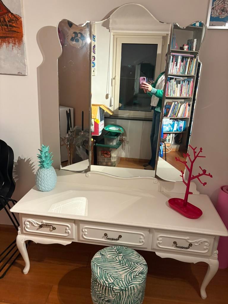 Vintage schminktafel, Huis en Inrichting, Tafels | Kaptafels, Ophalen, Gebruikt, 100 tot 150 cm, Vintage