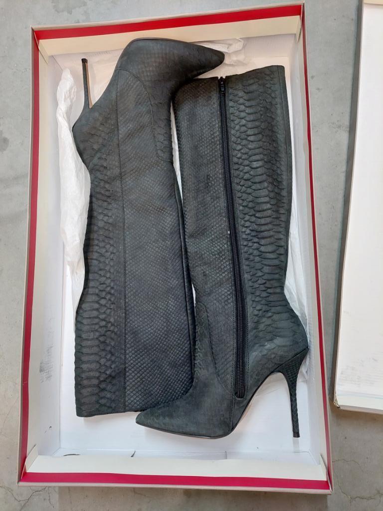 993B*SAN MARINA Hoge laarzen Ultra sexy slangenleer (Italië), Verzenden, Zwart, Nieuw, Hoge laarzen