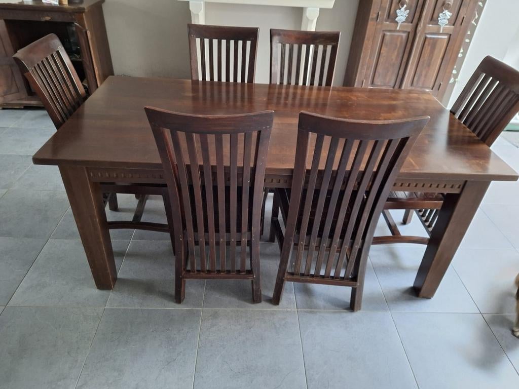 Massief houten eetplaats, dressoir, barkast, Ophalen