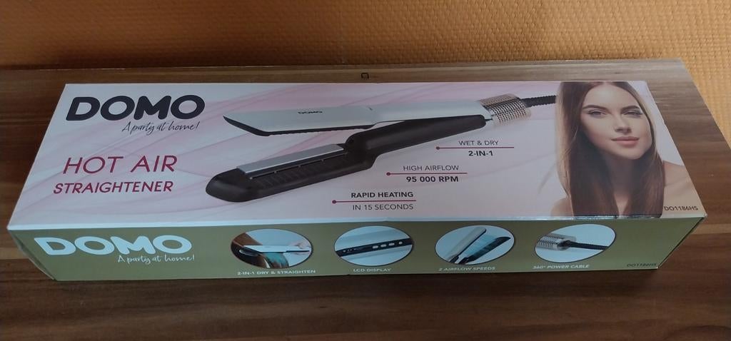 Fer à lisser à air chaud 2 en 1 DOMO, neuf dans sa boîte, Enlèvement ou Envoi, Neuf, Fer à friser ou Lisseur