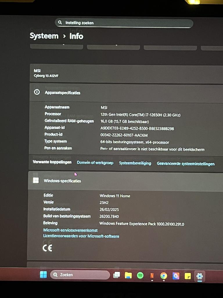 MSI Gaming laptop Cyborg 15 A12VF Intel Core i7-12650H, Computers en Software, Ophalen, 2 tot 3 Ghz, 15 inch, Intel Core i7 processor
