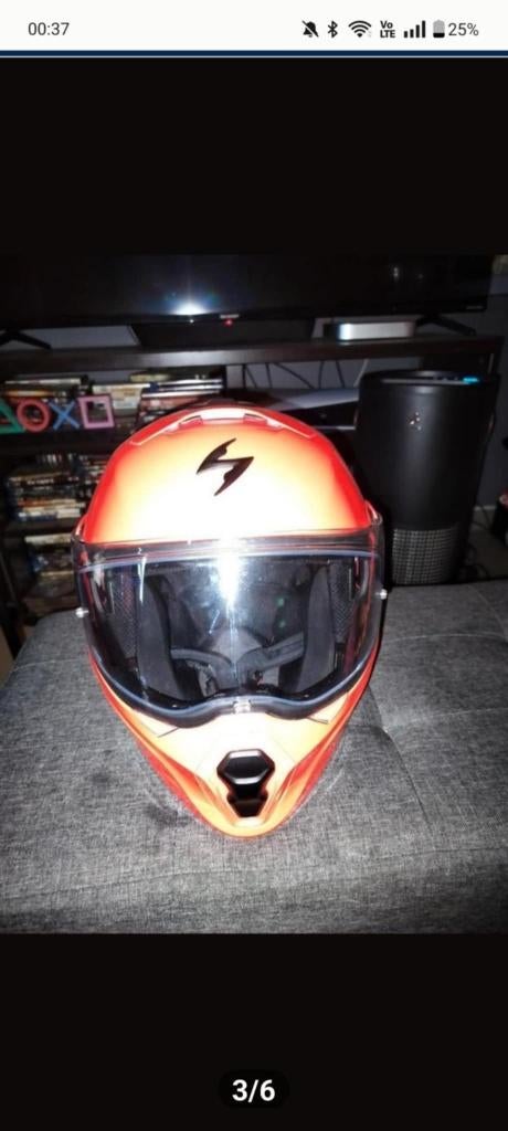 motorhelm maat S merk scorpion  kleur rood + intercom, Dames, Integraalhelm, S, Tweedehands