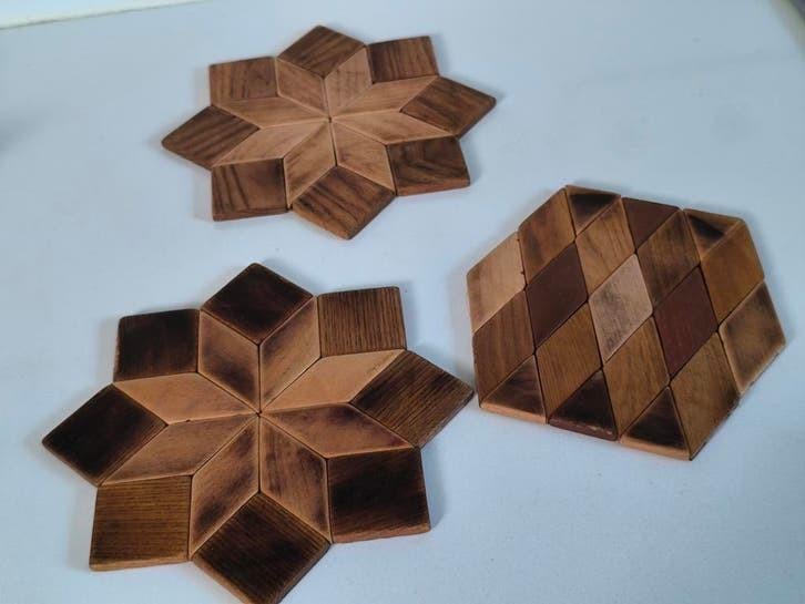 Retro houten onderzetters, Ophalen of Verzenden