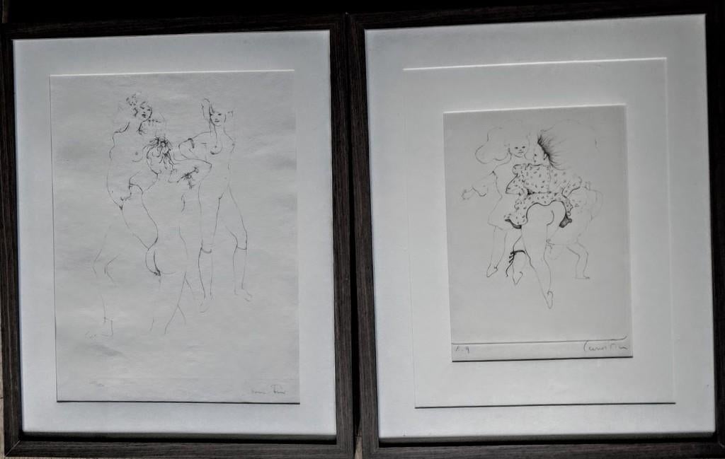 2 grote etsen Leonor Fini - kader/getekend/Nr, Antiek en Kunst, Ingelijst, Mythologie, Ophalen of Verzenden, 1950 - 1999