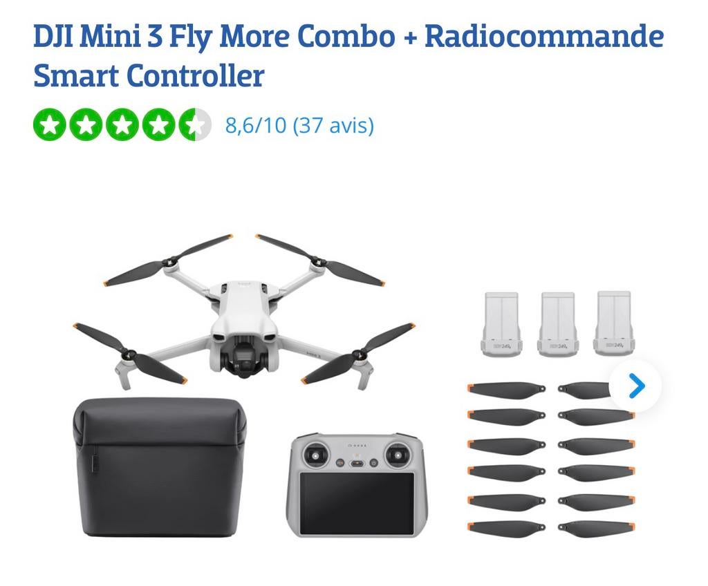 DJI Mini 3 Fly more combo + Smart controler (Screen), TV, Hi-fi & Vidéo, Drones, Comme neuf, DJI, Enlèvement