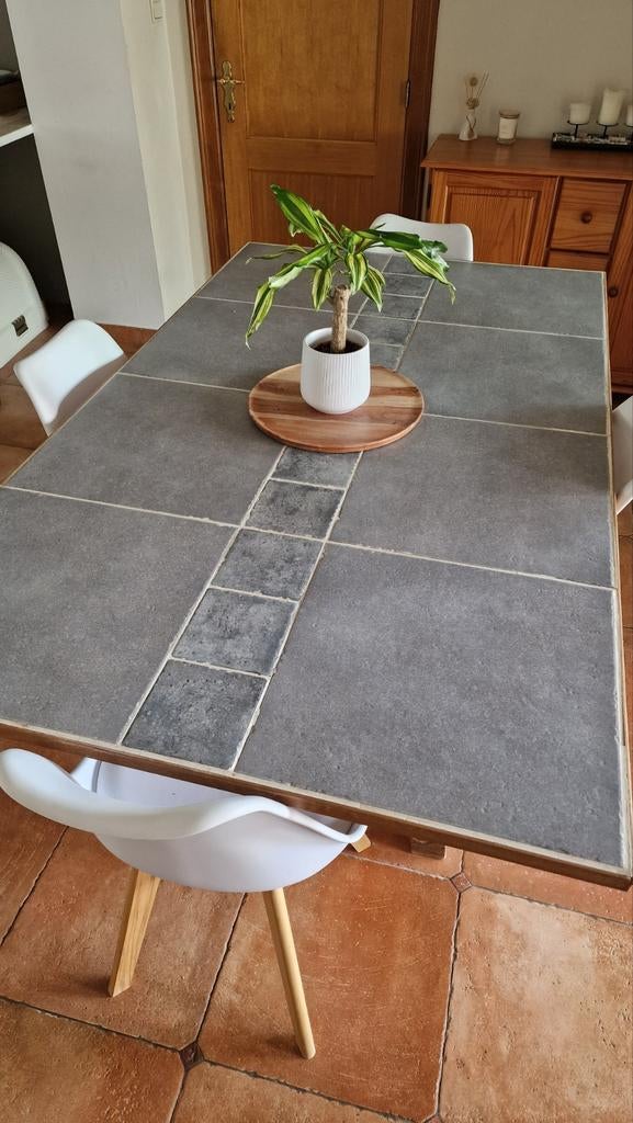 Table à manger 185X108 pierre bleu, Enlèvement, Chêne