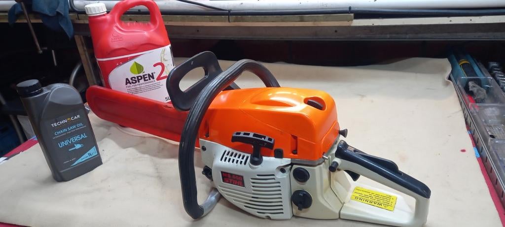 STIHL MS650 KETTINGZAAG MESLENGTE 50CM + BENZINE + OLIE, Tuin en Terras, Ophalen