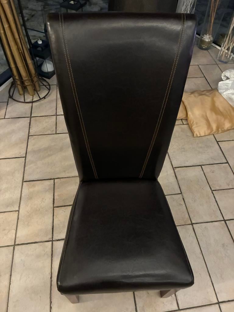 Eetkamerstoelen 8 stuks, Gebruikt, Bruin, Leer, Vijf, Zes of meer stoelen