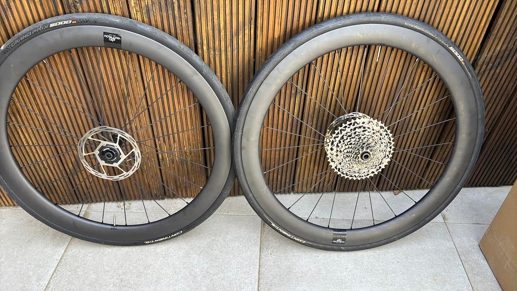 Complete carbon wielset te koop, Fietsen en Brommers, Fietsonderdelen, Zo goed als nieuw, Wiel, Carbon, Gravelbike, Racefiets