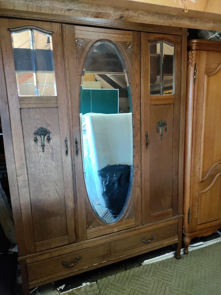 Antieke eiken kledingkast - art deco stijl, Huis en Inrichting, Ophalen, Gebruikt, Art deco, 150 tot 200 cm