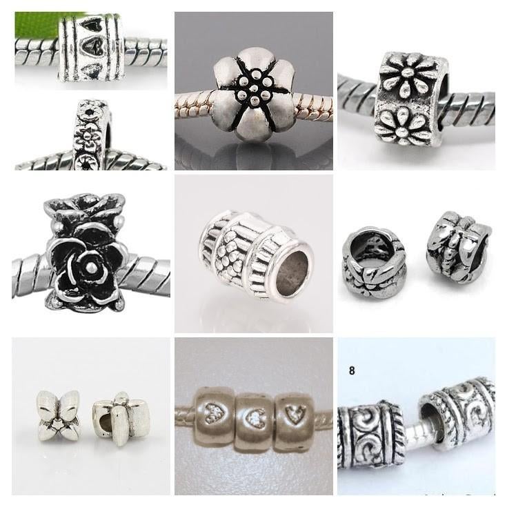 Lot économique de 100 breloques à grands trous, Bijoux, Sacs & Beauté, Bracelets à breloques, Neuf, Autres marques, Autres matériaux