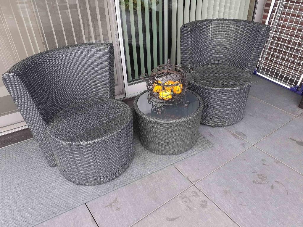 tuinset, Tuin en Terras, Kunststof, Bijzettafel, Zo goed als nieuw, Tuinset
