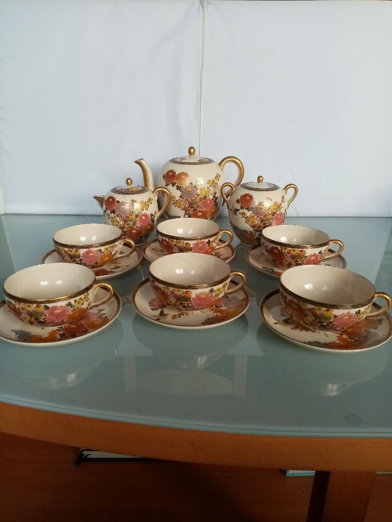 Set à thé en céramique japonais kyoto/Satsuma 1912/26, Antiquités & Art, Antiquités | Céramique & Poterie, Enlèvement ou Envoi