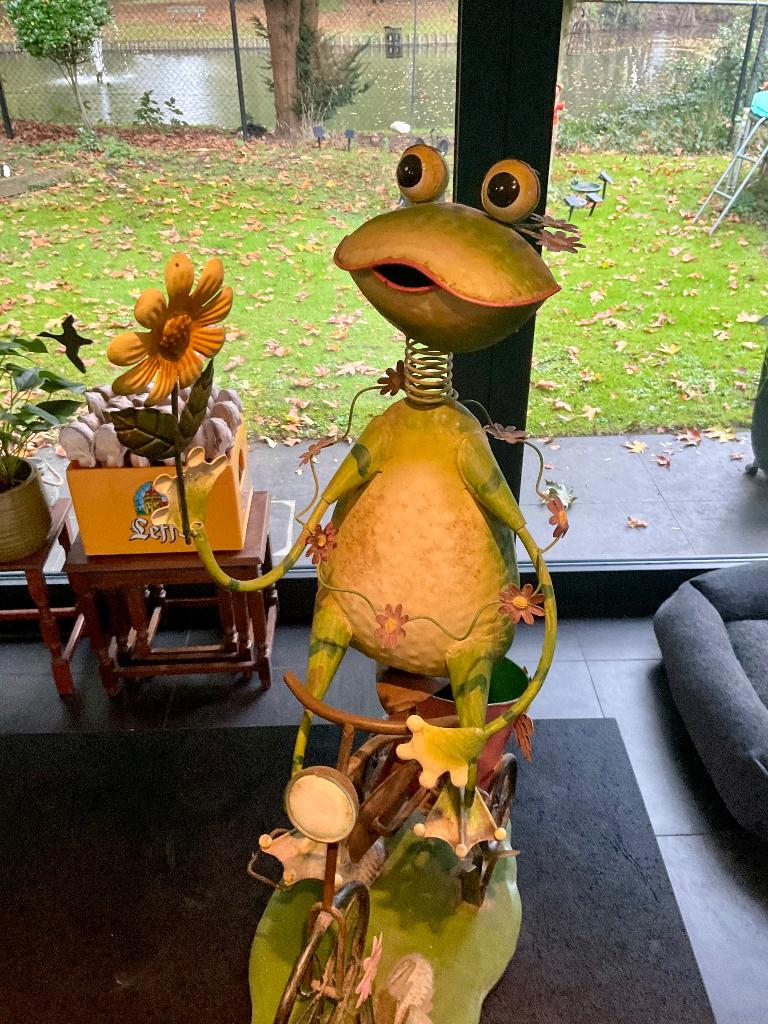 Prachtige bloembak Kikker op fiets - intratuin Tuin, Ophalen, Zo goed als nieuw, Tuin