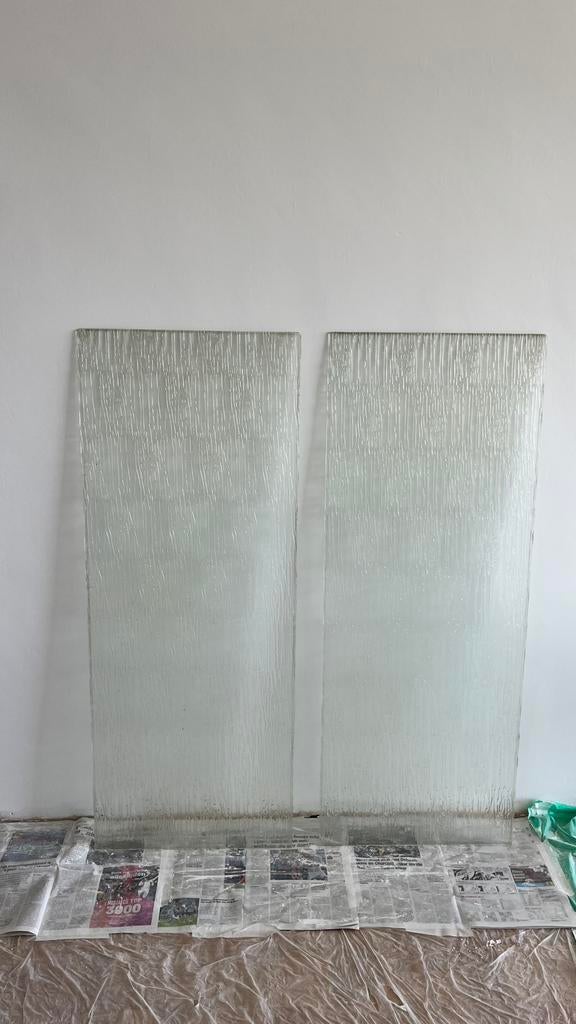 2 glazen platen met reliëf, Doe-het-zelf en Bouw, Ophalen, Gebruikt, Minder dan 80 cm, 120 tot 160 cm