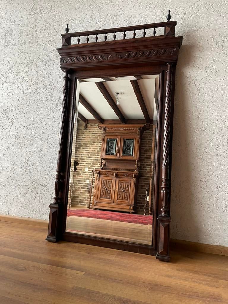 MIROIR ANCIEN en excellent état, style Malines 1880 - 1920, Enlèvement, Rectangulaire, 50 à 100 cm, 150 à 200 cm