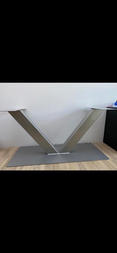 Tafelpoot design V-vorm grijs, Ophalen, Tafelpoot, Gebruikt, 100 tot 150 cm