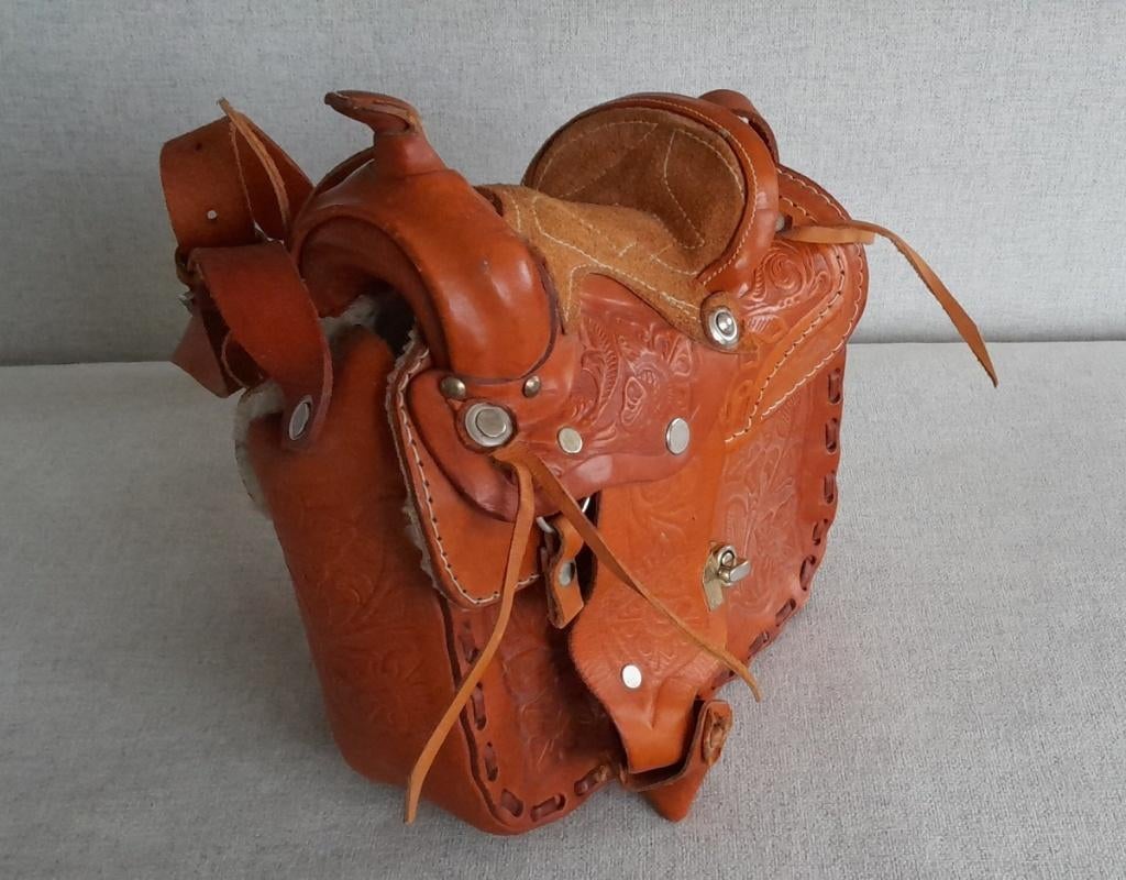 Mooie vintage leren zadel handtas voor paardenliefhebber, Ophalen of Verzenden, Gebruikt, Bruin, Handtas