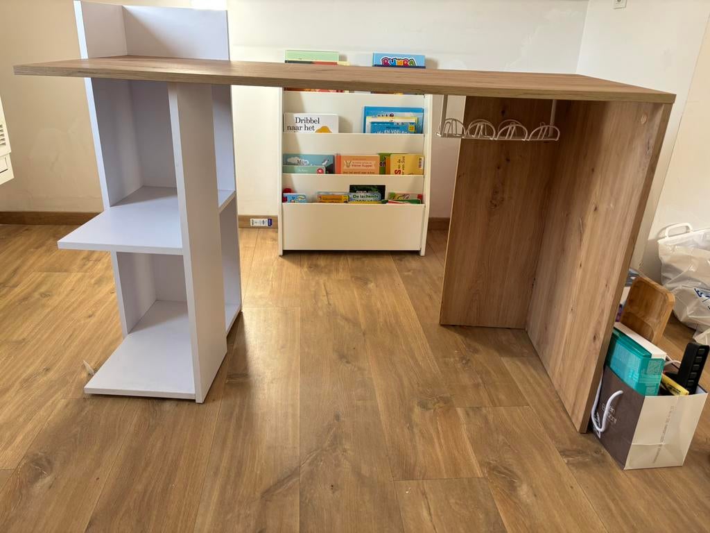 Bureau met kastje en bureaustoel te koop, Maison & Meubles, Bureaux, Comme neuf, Enlèvement