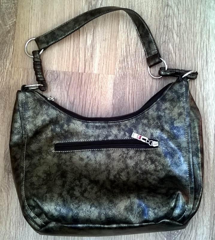 Sac à main pour femme en skai noir + doré, Bijoux, Sacs & Beauté, Enlèvement ou Envoi, Comme neuf, Autres couleurs, Sac à main