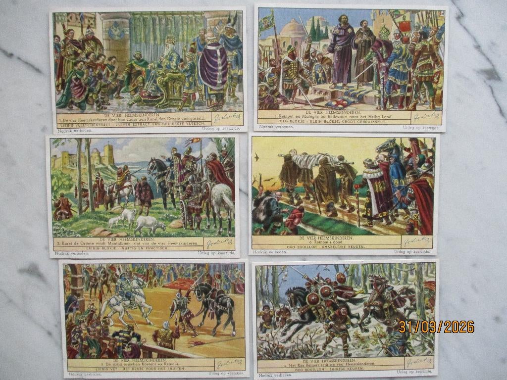 Sage van De Vier Heemskinderen Liebig Ros Beiaard, Verzenden, Zo goed als nieuw, 1940 tot 1960, Prent