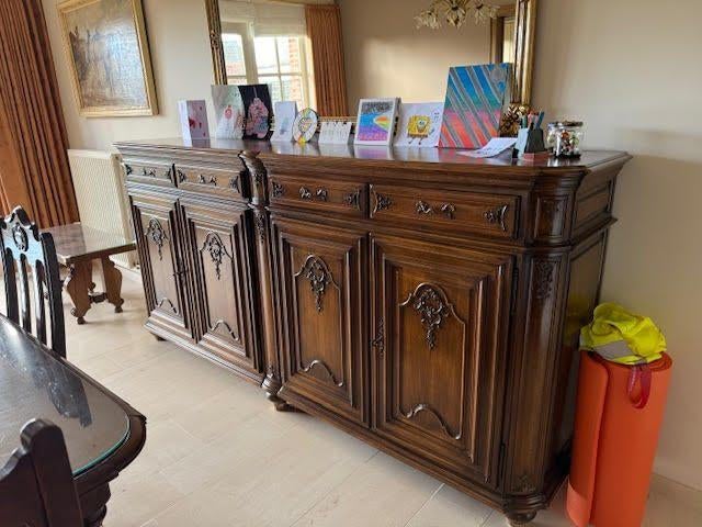 Eetkamer in masieve Franse eik, mooi uitgewerkt... Als nieuw, Huis en Inrichting, Kasten | Overige, Ophalen, Zo goed als nieuw