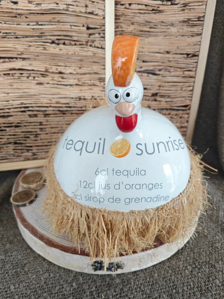 J Line - Poule Céramique Cocktail Orange Tequila Sunrise, Maison & Meubles, Accessoires pour la Maison | Autre, Comme neuf, Enlèvement ou Envoi