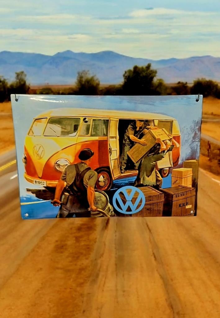 Volkswagen T1 emaille bord - 60 Jaar VW Transporter., Ophalen of Verzenden, Nieuw, Reclamebord