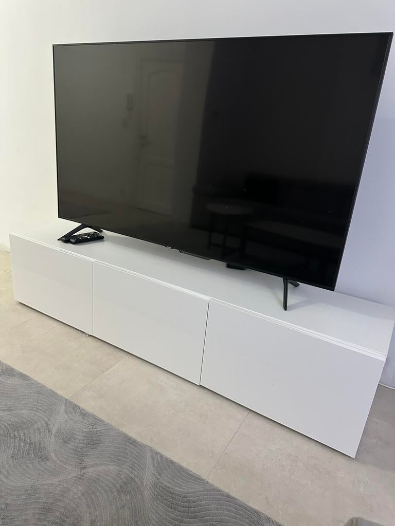 Meuble TV blanc + buffet assorti – bon état, Maison & Meubles, Enlèvement, Comme neuf