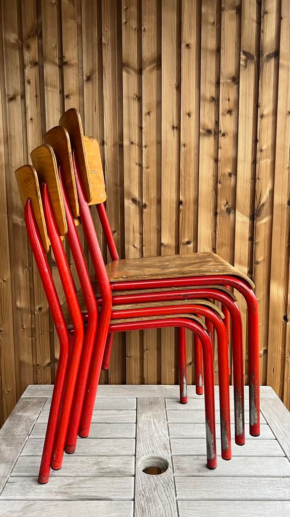 Schoolstoelen, Rouge, Vintage, Enlèvement, Utilisé