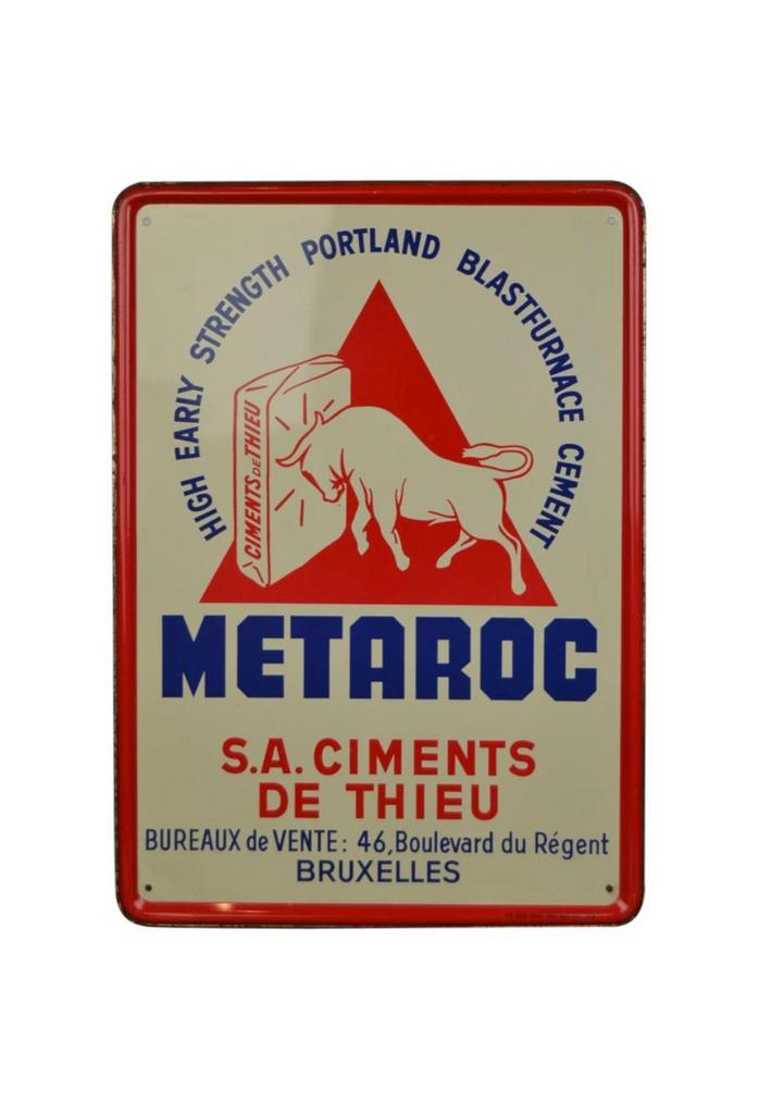 Panneau d'affichage en étain METAROC Cement, Enlèvement ou Envoi, Comme neuf, Panneau publicitaire