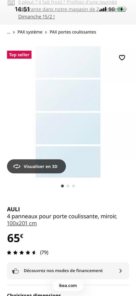 Auli 3 panneaux pour portes coulissantes, Enlèvement, Comme neuf