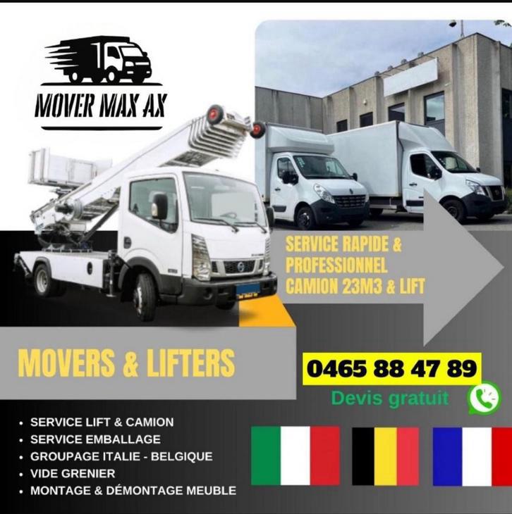 Lift demenagement & camion PRO 0465884789, Services & Professionnels, Service d'emballage