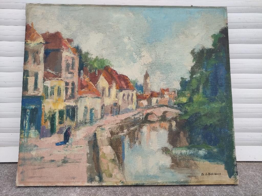 Huile sur toile signe Edmond de meulenaere, Antiquités & Art, Art | Peinture | Classique, Enlèvement ou Envoi