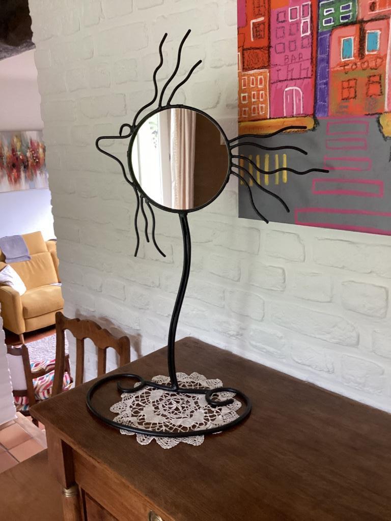 Miroir sur pied, Maison & Meubles, Moins de 100 cm, Rond, Comme neuf, Enlèvement