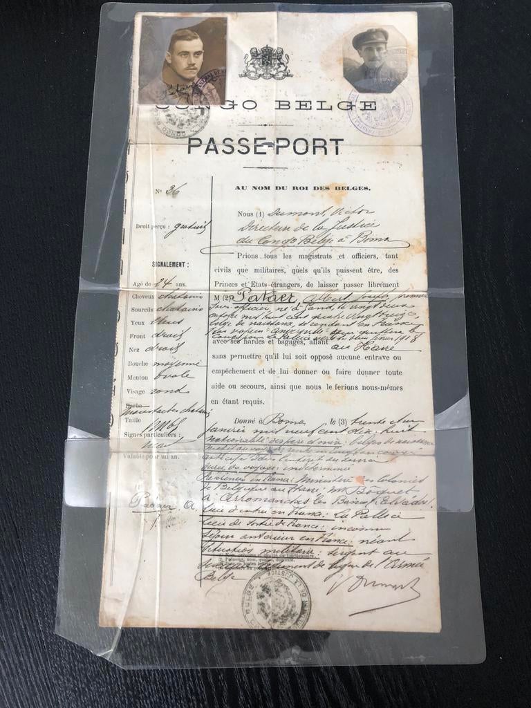 Passeport sous officier Congo-Belge  1918, Collections, Objets militaires | Général, Enlèvement ou Envoi, Gendarmerie