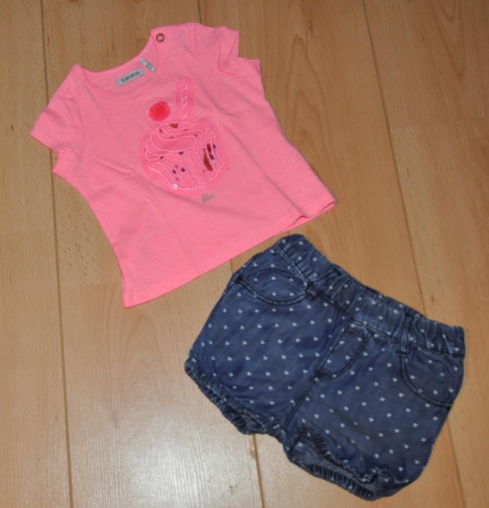IKKS t shirt rose fluo et short jeans 6 mois TB état, Enlèvement ou Envoi, Comme neuf, Fille, IKKS