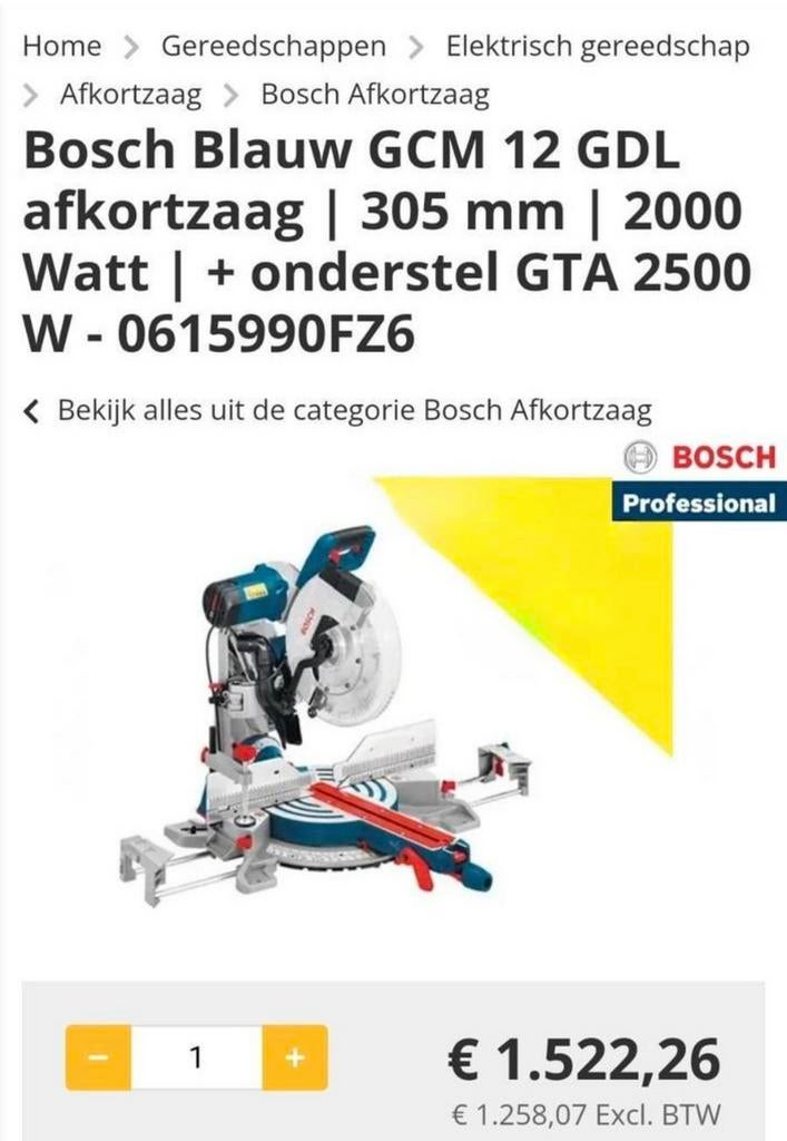 Te koop afkortzaag met tafel van bosh, Ophalen