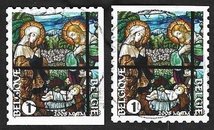 2 Postzegels België 2008 Kerstmis en nieuwjaar, Timbres & Monnaies, Timbres | Europe | Belgique, Affranchi, Timbre-poste, Noël