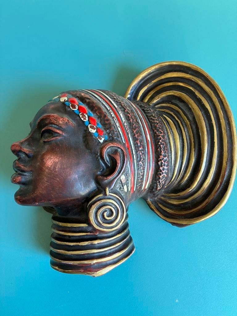 Vintage Midcentury keramieken wandmasker, Ophalen of Verzenden