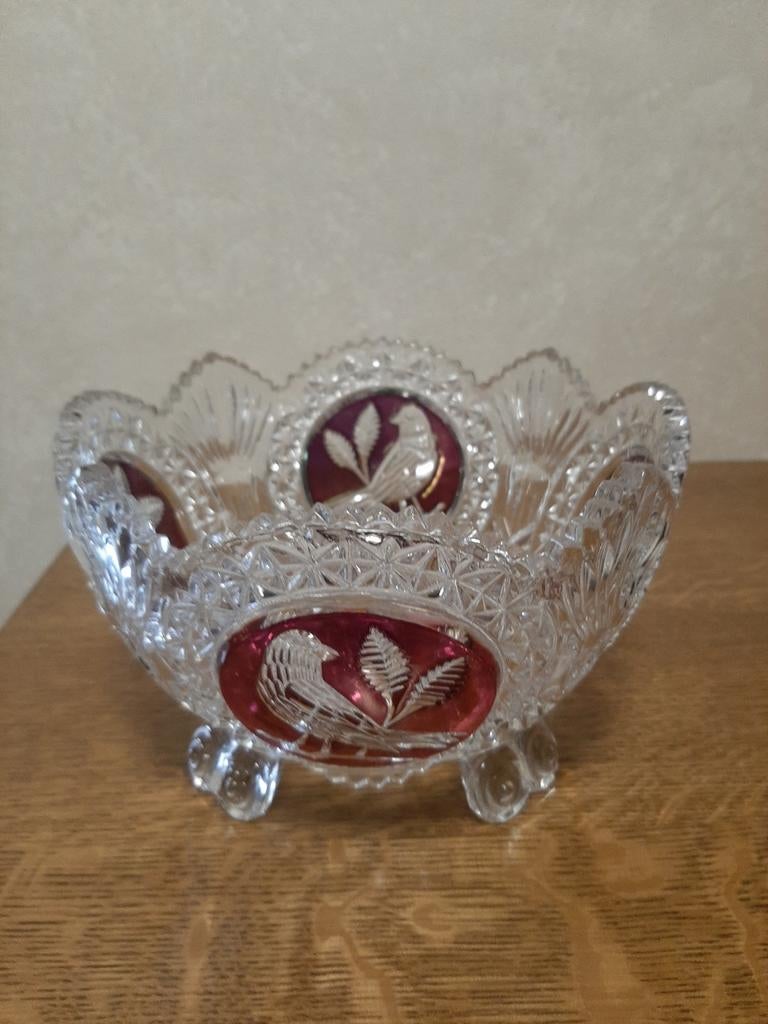 Hofbauer red bird kristallen schaal, Ophalen of Verzenden