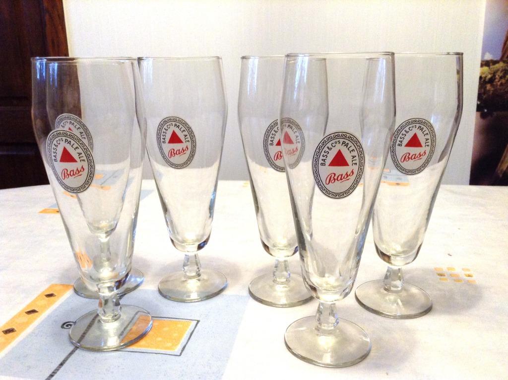 6 Vintage Bass Pale Ale bierglazen 25 cl, Verzamelen, Ophalen of Verzenden, Zo goed als nieuw, Bierglas