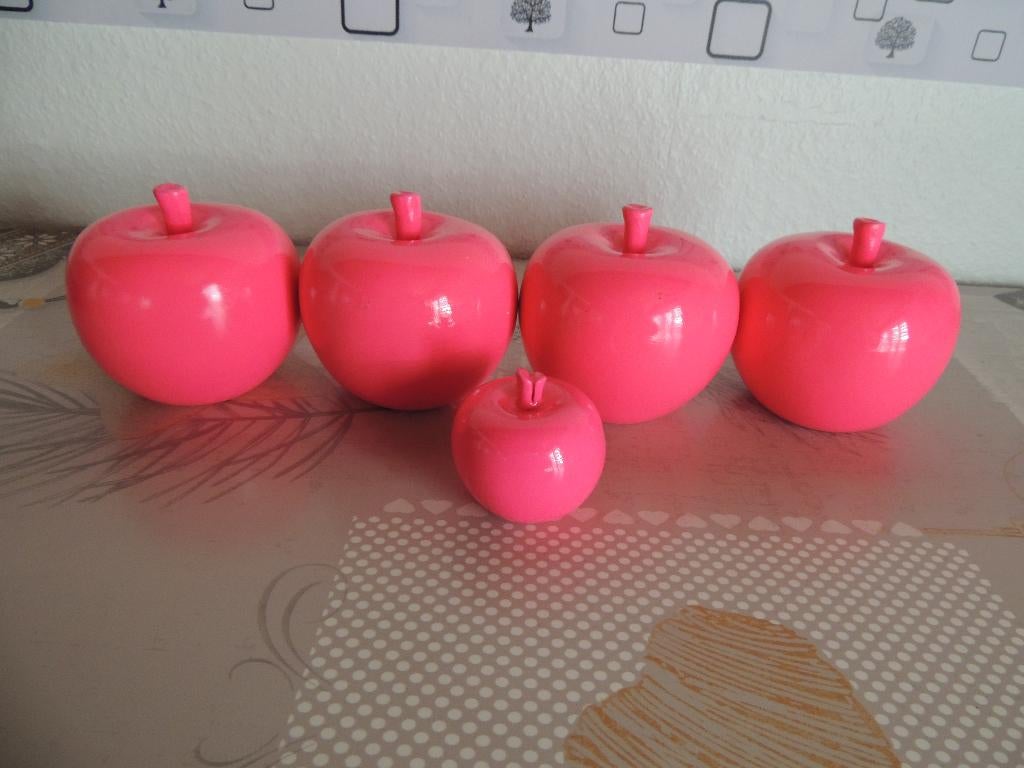 Décorations - Lot de 5 pommes roses brillantes, Enlèvement