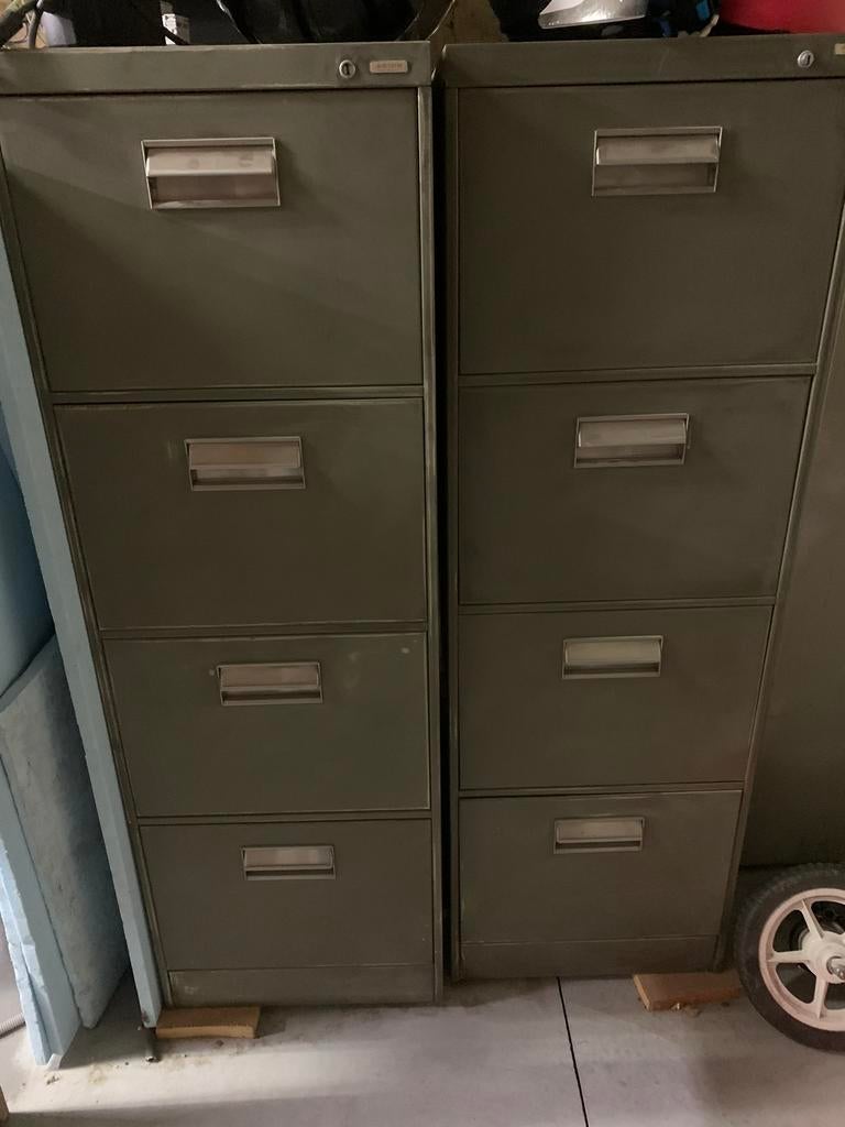 Vintage metalen archiefkast, Ophalen, Gebruikt, 100 tot 150 cm, 50 tot 100 cm