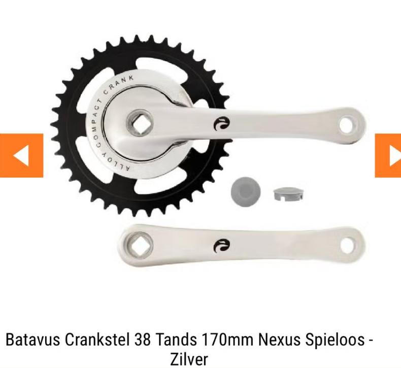 NEW Batavus crankstel 38 tand 170mm nexus spieloos - zilver, Fietsen en Brommers, Fietsonderdelen, Algemeen, Batavus, Nieuw, Ophalen