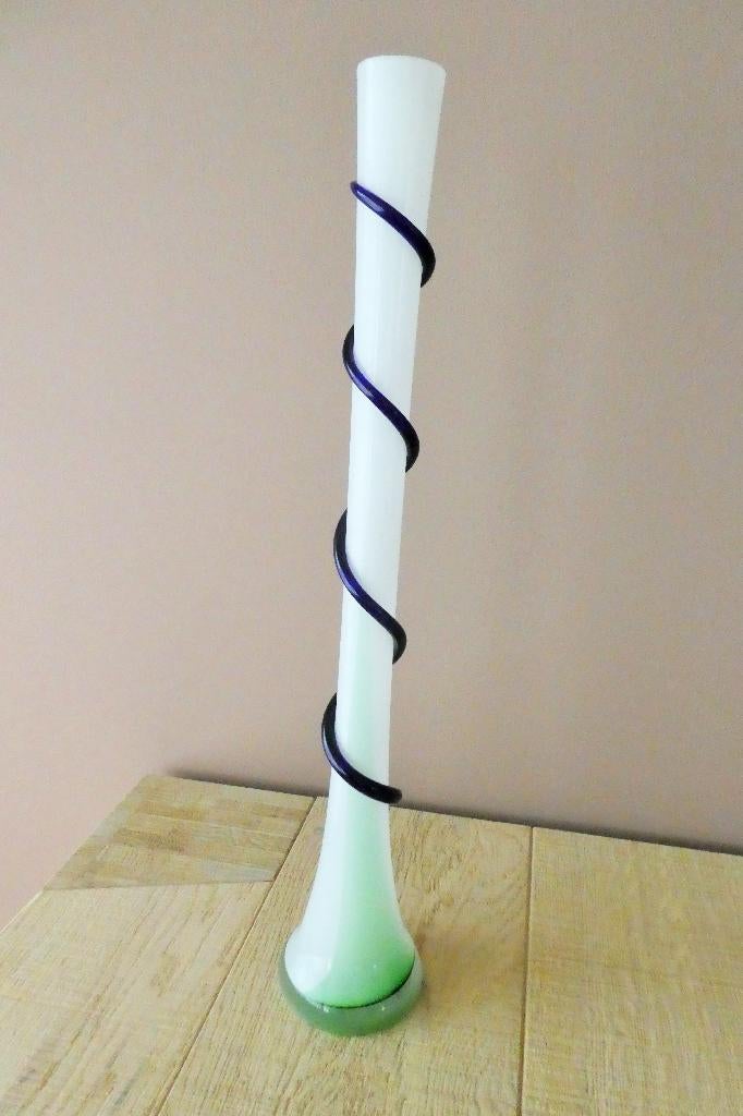 Beau Vase Soliflore Vintage  Verre Opaline Blanc H. 50 cm., Enlèvement, Comme neuf, Blanc, Verre