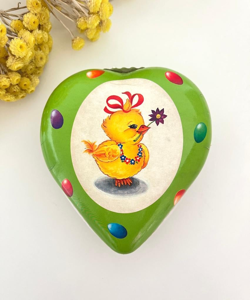 Boîte en carton / papier mâché en forme de cœur avec poussin, Diversen, Pasen, Gebruikt, Ophalen of Verzenden