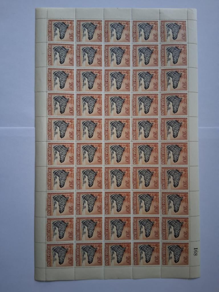 Rwanda Urundi 1942. Zebra 20fr. 1 vel van 50, Ophalen of Verzenden